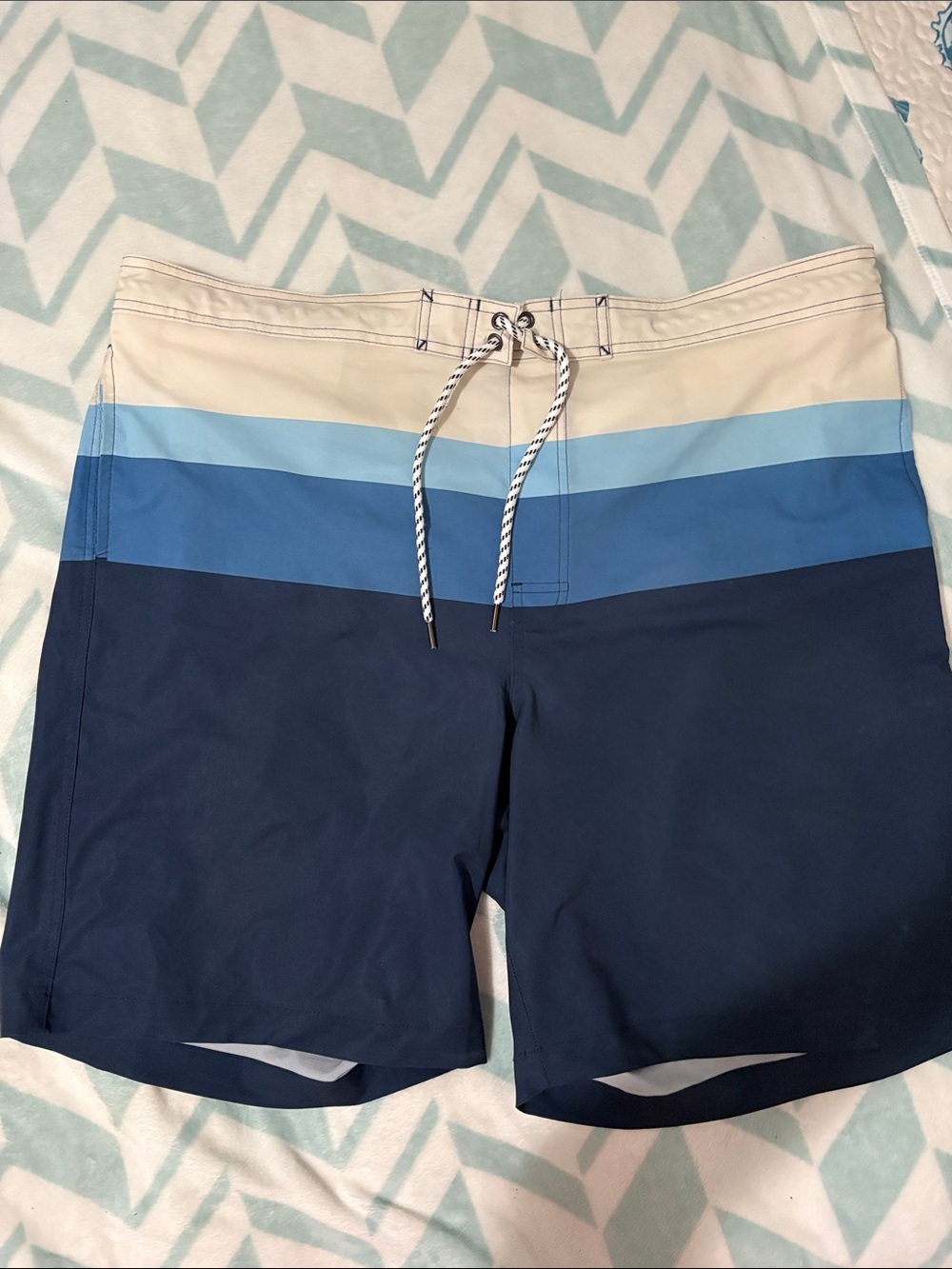 Sonoma Navy, Light Blue & Cream Men's Swim Board Shorts